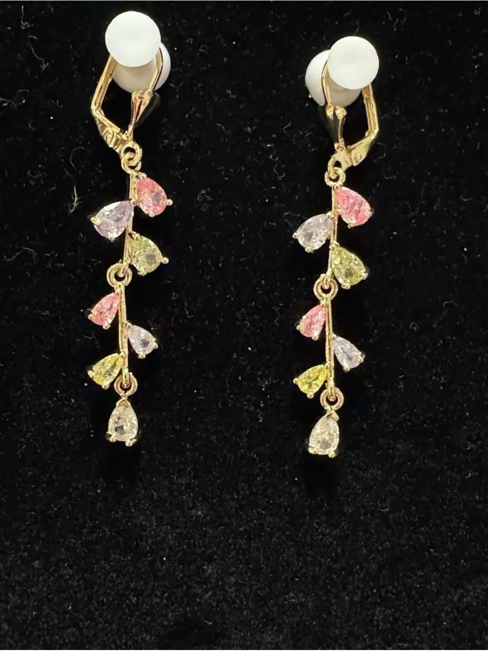Teardrop Branch Multi Colored Crystal Earrings